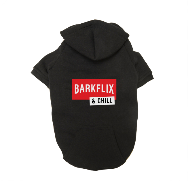 BarkFlix and Chill - Black/Grey Fleece Hoodie
