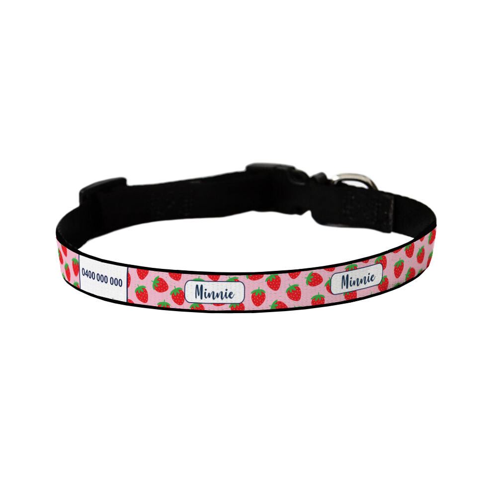 Dog Collar - Strawberry Kisses in a variety of colours