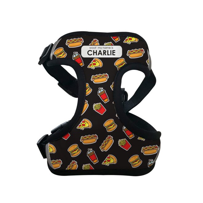 Personalised Pet Harness - Fast Food in a Variety of Colours