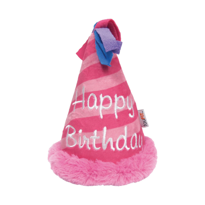 Dog Toy - Birthday party hat in pink